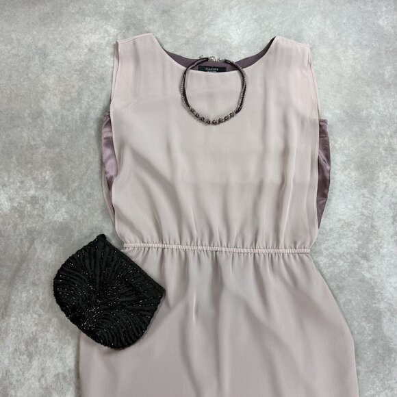 Sleeveless Light Pink Dress With Satin Accent - Picture 2 of 7